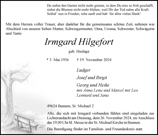 Anzeige von Irmgard Hilgefort von OM-Medien