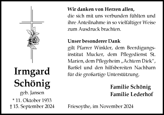 Anzeige von Irmgard Schönig von OM-Medien