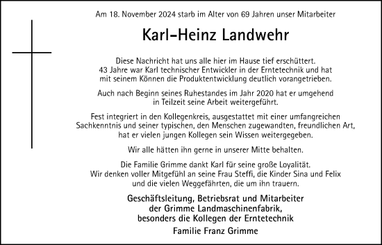 Anzeige von Karl-Heinz Landwehr von OM-Medien