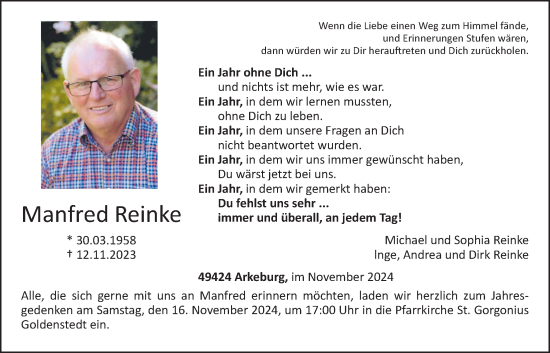 Anzeige von Manfred Reinke von OM-Medien