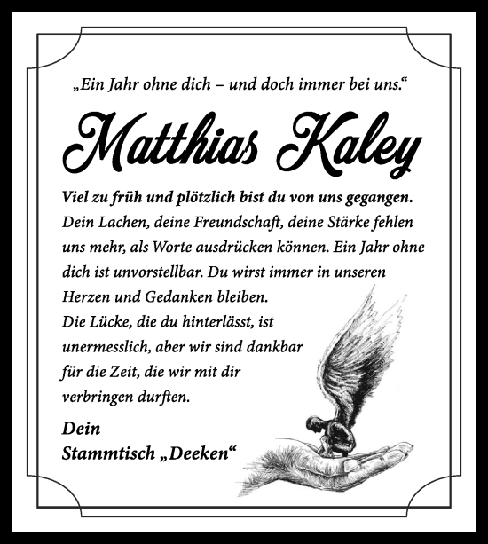 Anzeige von Matthias Kaley von OM-Medien