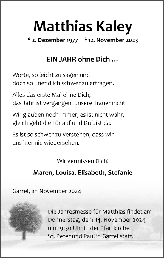 Anzeige von Matthias Kaley von OM-Medien