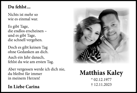 Anzeige von Matthias Kaley von OM-Medien