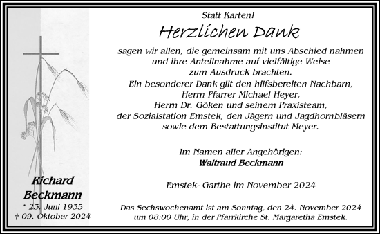 Anzeige von Richard Beckmann von OM-Medien