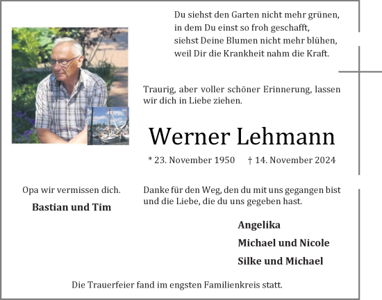 Anzeige von Werner Lehmann von OM-Medien