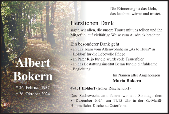 Anzeige von Albert Bokern von OM-Medien