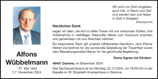 Anzeige von Alfons Wübbelmann von OM-Medien
