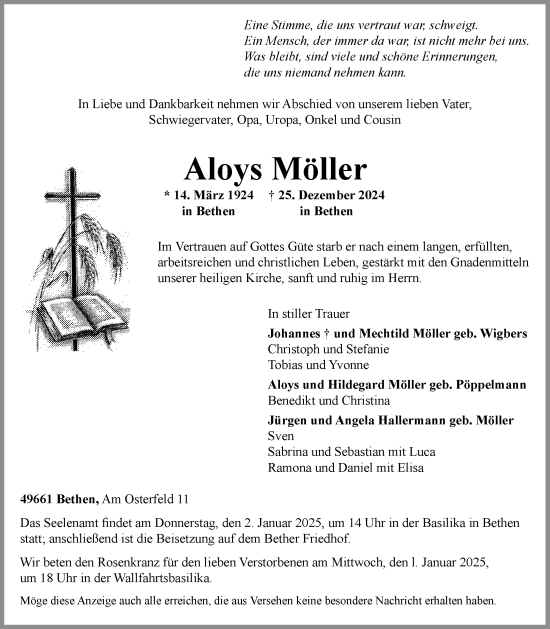 Anzeige von Aloys Möller von OM-Medien