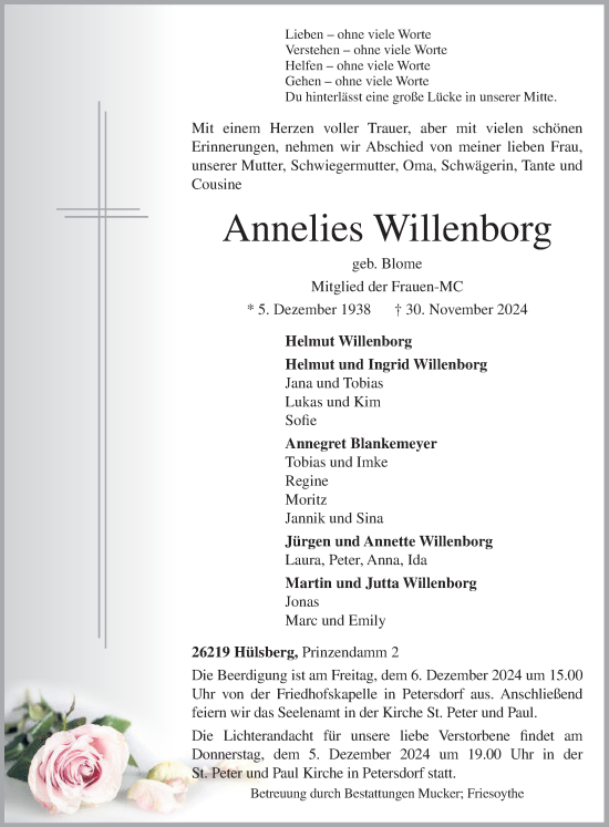 Anzeige von Annelies Willenborg von OM-Medien