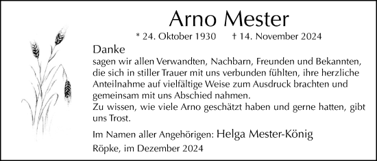 Anzeige von Arno Mester von OM-Medien