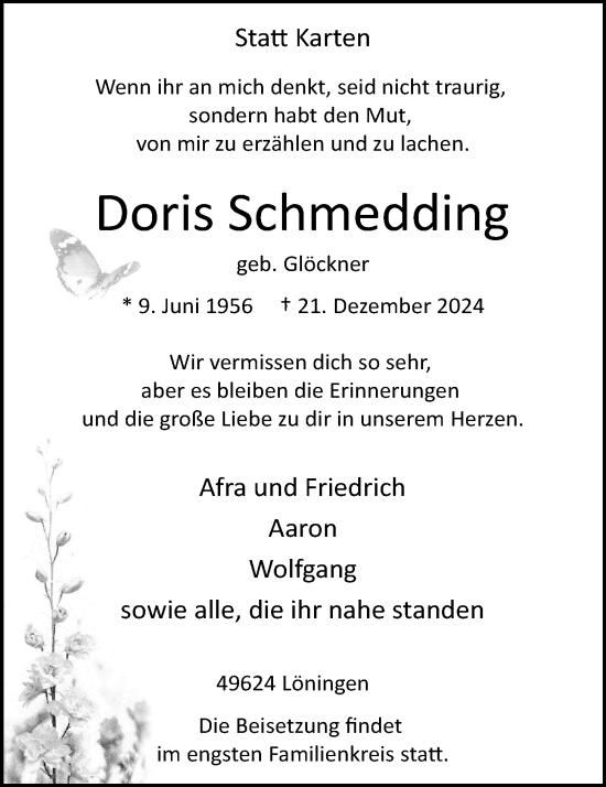 Anzeige von Doris Schmedding von OM-Medien