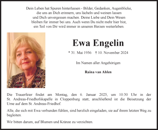 Anzeige von Ewa Engelin von OM-Medien