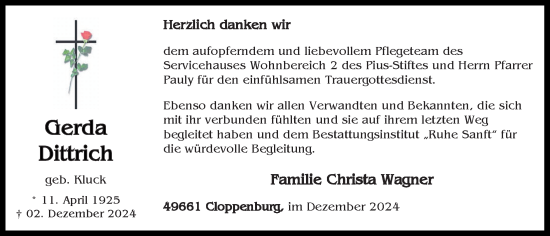 Anzeige von Gerda Dittrich von OM-Medien