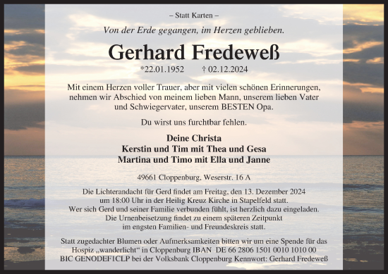 Anzeige von Gerhard Fredeweß von OM-Medien