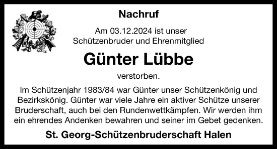 Anzeige von Günter Lübbe von OM-Medien