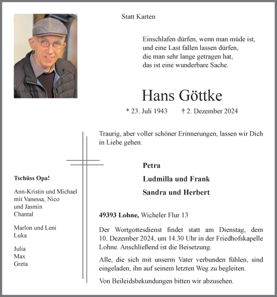 Anzeige von Hans Göttke von OM-Medien
