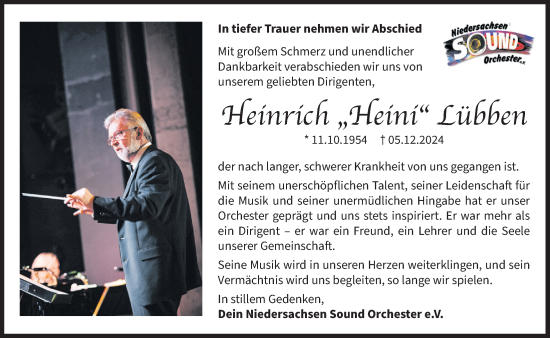 Anzeige von Heinrich Lübben von OM-Medien