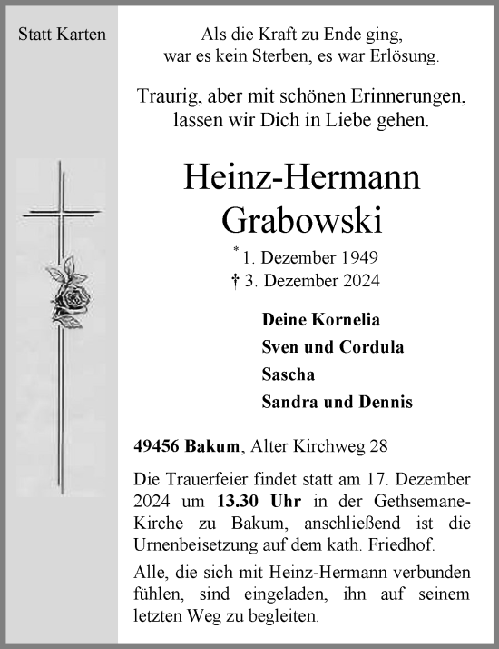 Anzeige von Heinz-Hermann Grabowski von OM-Medien