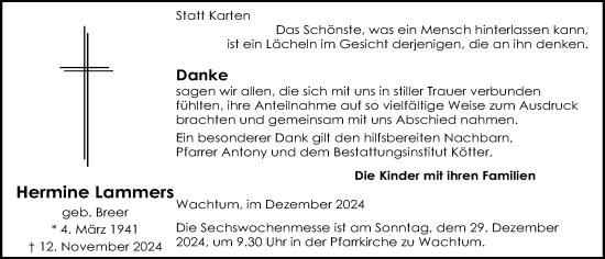 Anzeige von Hermine Lammers von OM-Medien