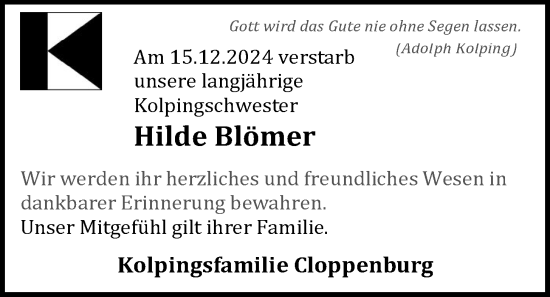 Anzeige von Hilde Blömer von OM-Medien