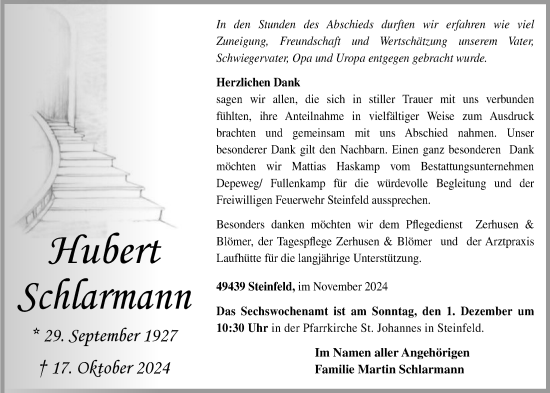 Anzeige von Hubert Schlarmann von OM-Medien