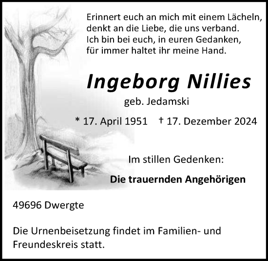 Anzeige von Ingeborg Nillies von OM-Medien