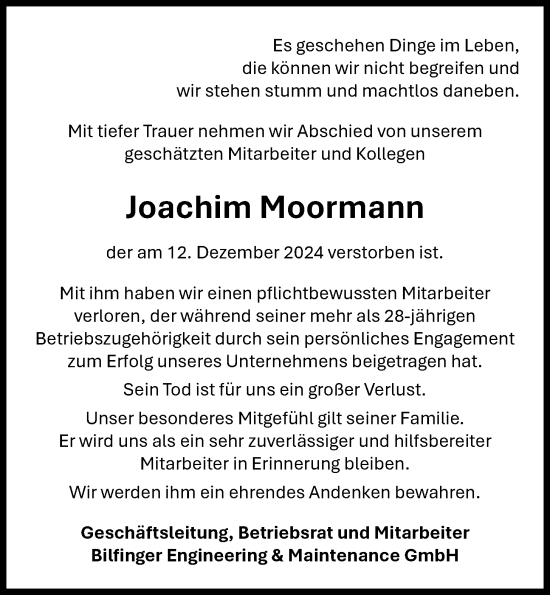 Anzeige von Joachim Moormann von OM-Medien