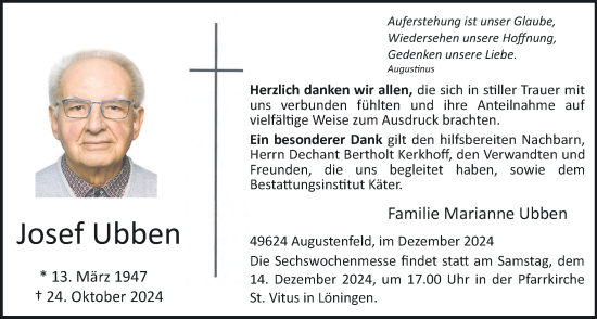 Anzeige von Josef Ubben von OM-Medien