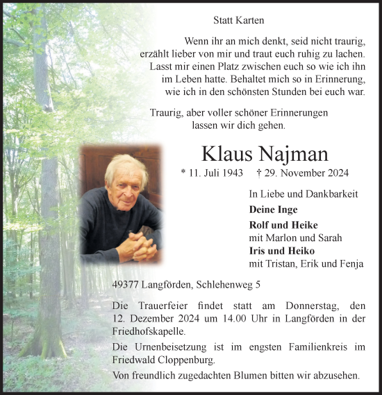 Anzeige von Klaus Najman von OM-Medien