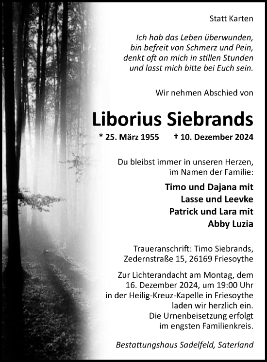 Anzeige von Liborius Siebrands von OM-Medien