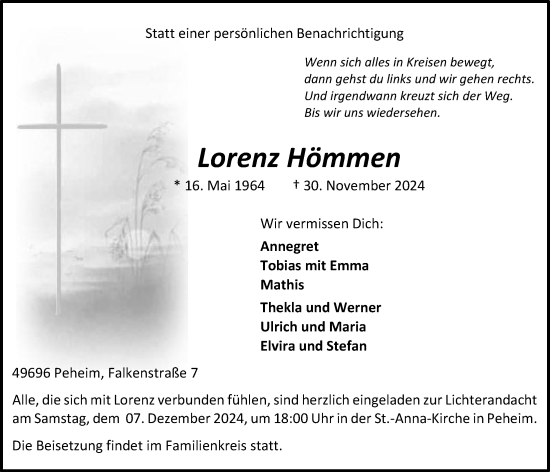 Anzeige von Lorenz Hömmen von OM-Medien