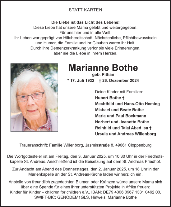 Anzeige von Marianne Bothe von OM-Medien