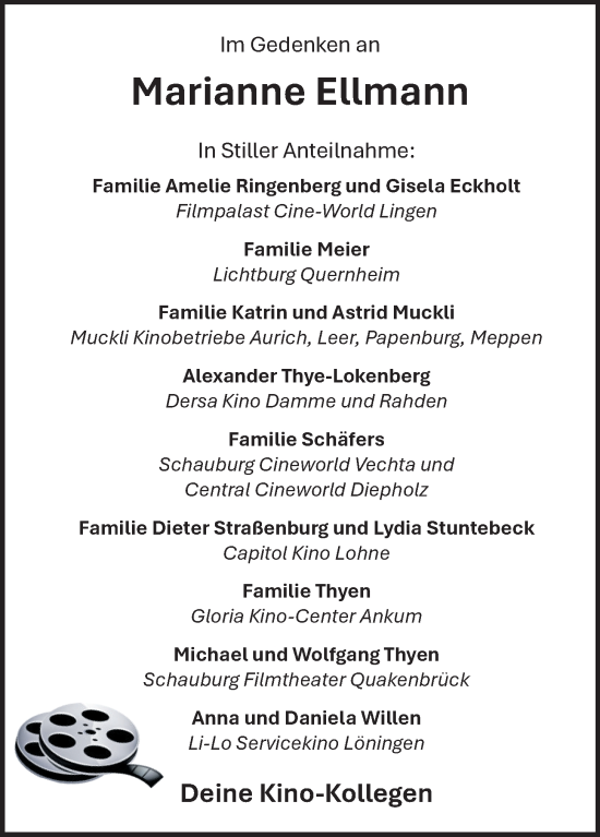 Anzeige von Marianne Ellmann von OM-Medien