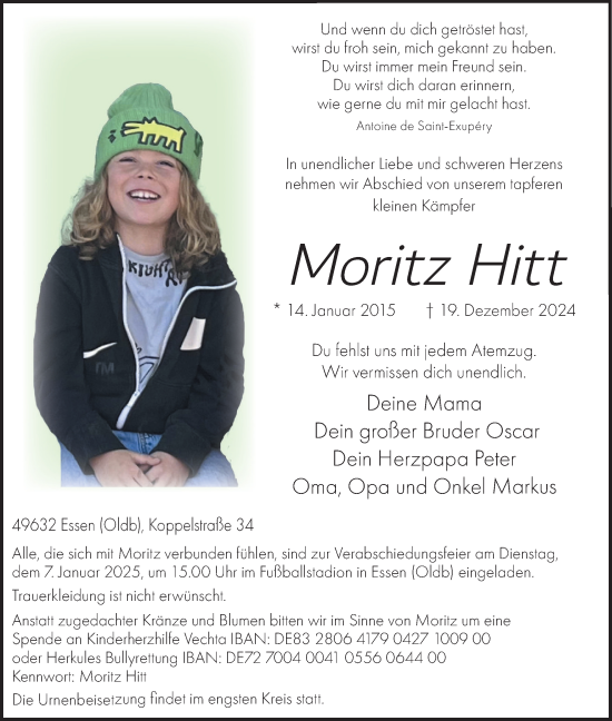 Anzeige von Moritz Hitt von OM-Medien