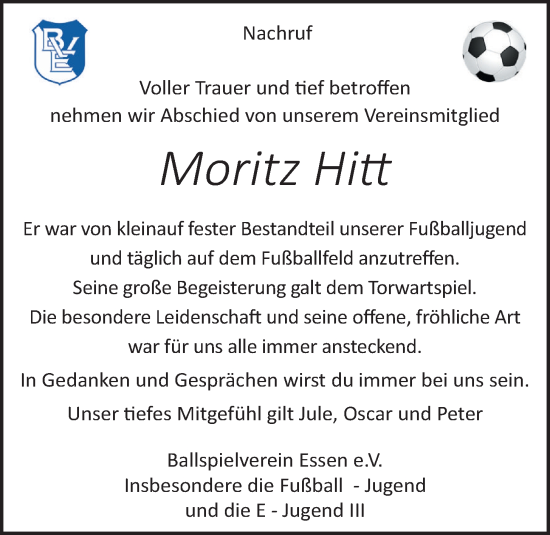 Anzeige von Moritz Hitt von OM-Medien