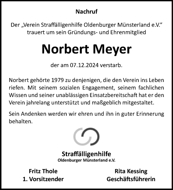 Anzeige von Norbert Meyer von OM-Medien
