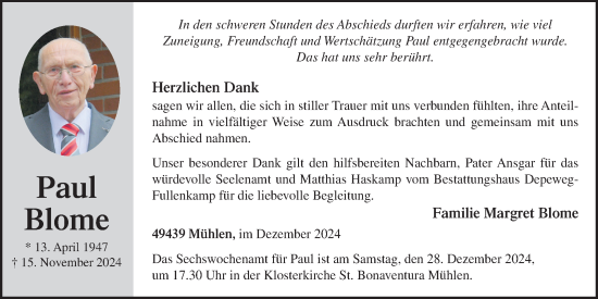 Anzeige von Paul Blome von OM-Medien