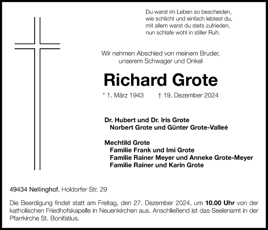 Anzeige von Richard Grote von OM-Medien