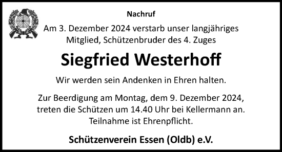 Anzeige von Siegfried Westerhoff von OM-Medien