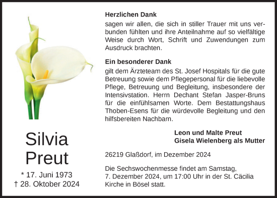 Anzeige von Silvia Preut von OM-Medien