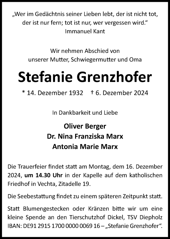 Anzeige von Stefanie Grenzhofer von OM-Medien