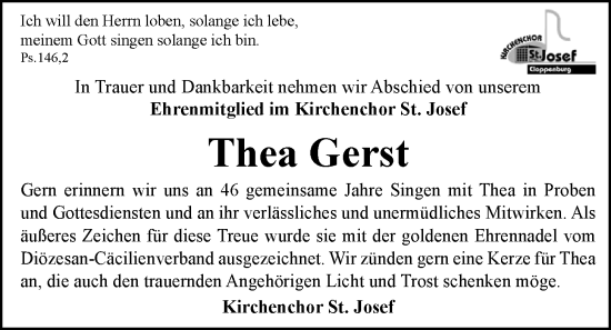 Anzeige von Thea Gerst von OM-Medien