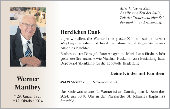 Anzeige von Werner Manthey von OM-Medien