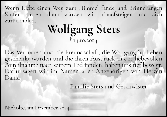 Anzeige von Wolfgang Stets von OM-Medien