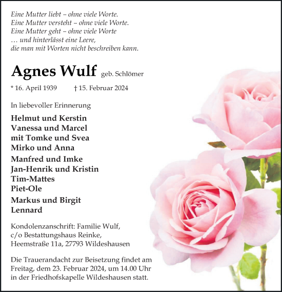 Anzeige von Agnes Wulf von OM-Medien