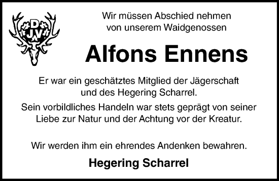 Anzeige von Alfons Ennens von OM-Medien
