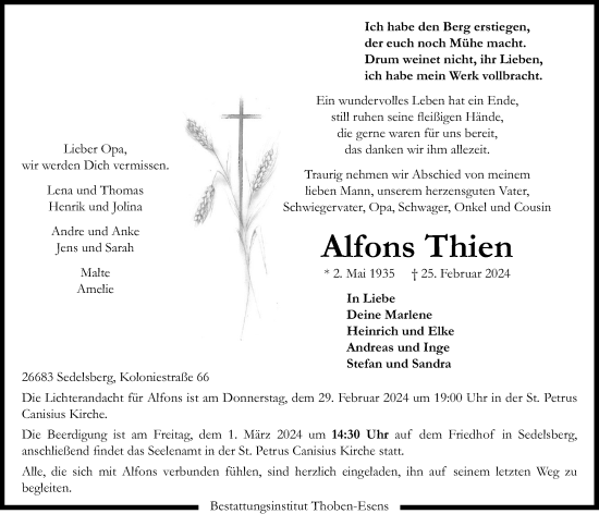 Anzeige von Alfons Thien von OM-Medien
