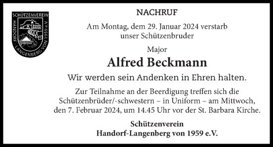 Anzeige von Alfred Beckmann von OM-Medien