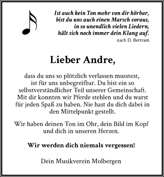 Anzeige von Andre Kösjan von OM-Medien