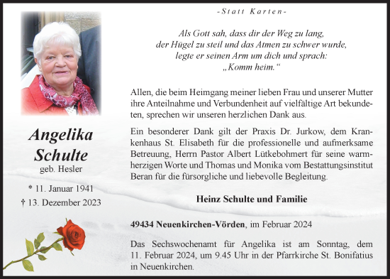 Anzeige von Angelika Schulte von OM-Medien